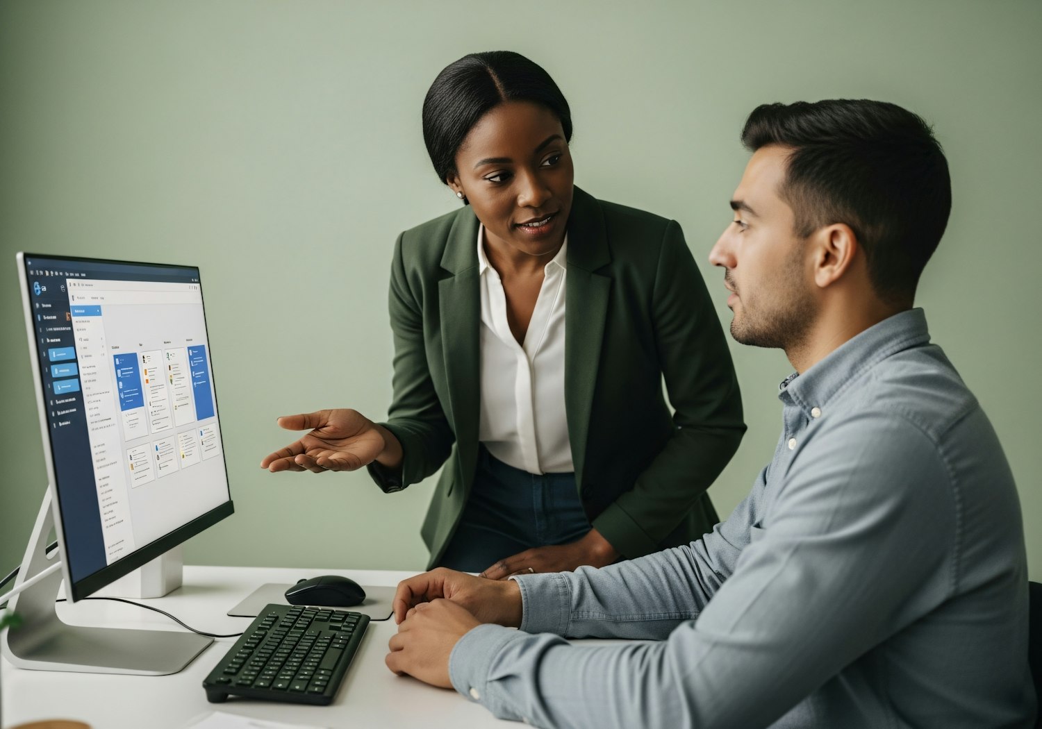 An appointment setter efficiently manages leads and schedules meetings using an intuitive CRM and calendar tool, demonstrating UX principles in action.