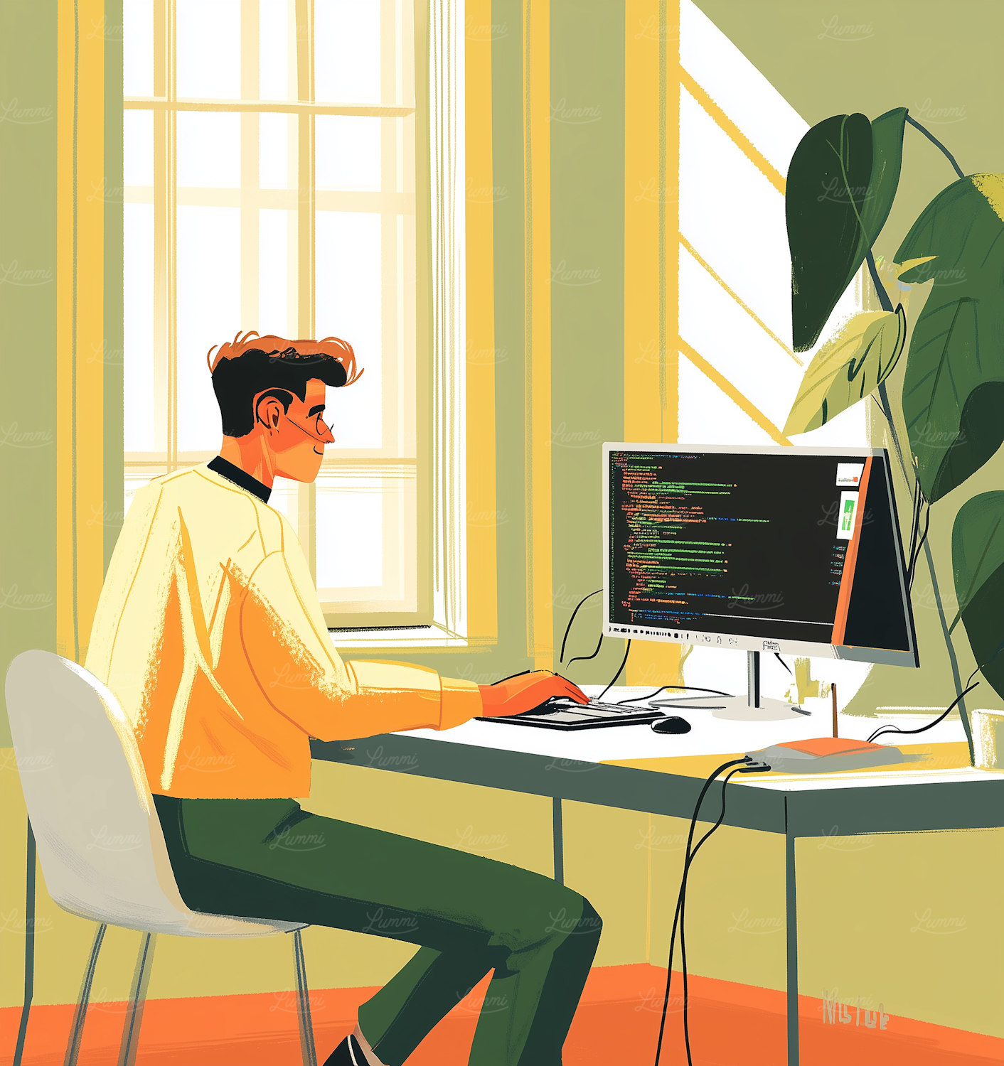 A person intently writing code, representing the complex process of developing backend systems and infrastructure.