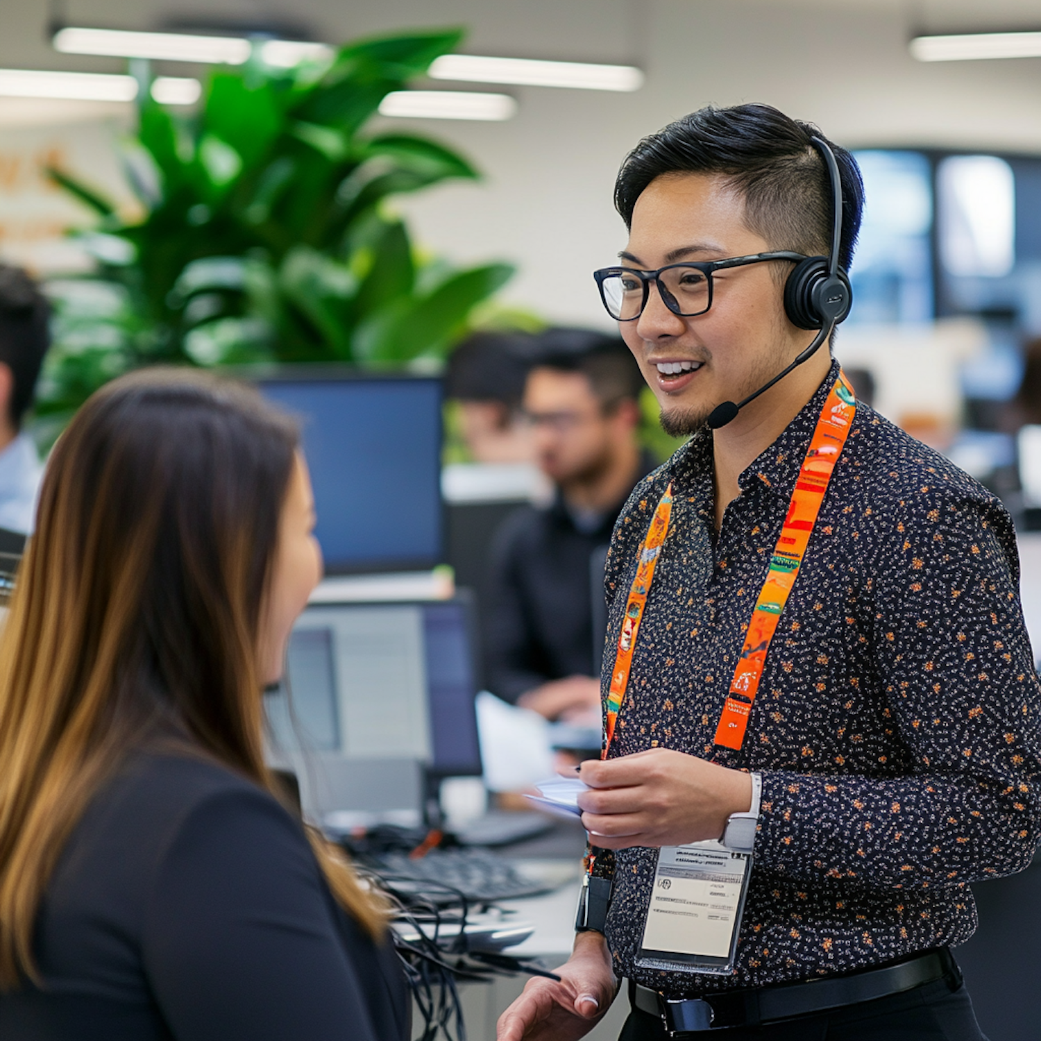 Two individuals engaging in a sales call role-play session, practicing openers and objection handling.