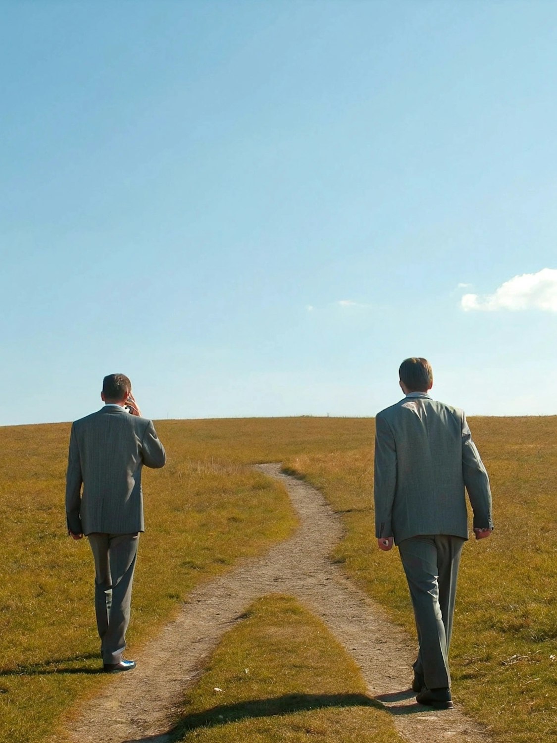 A person thoughtfully considering two different career paths, symbolizing the choice between an appointment setter and a sales operations analyst role.