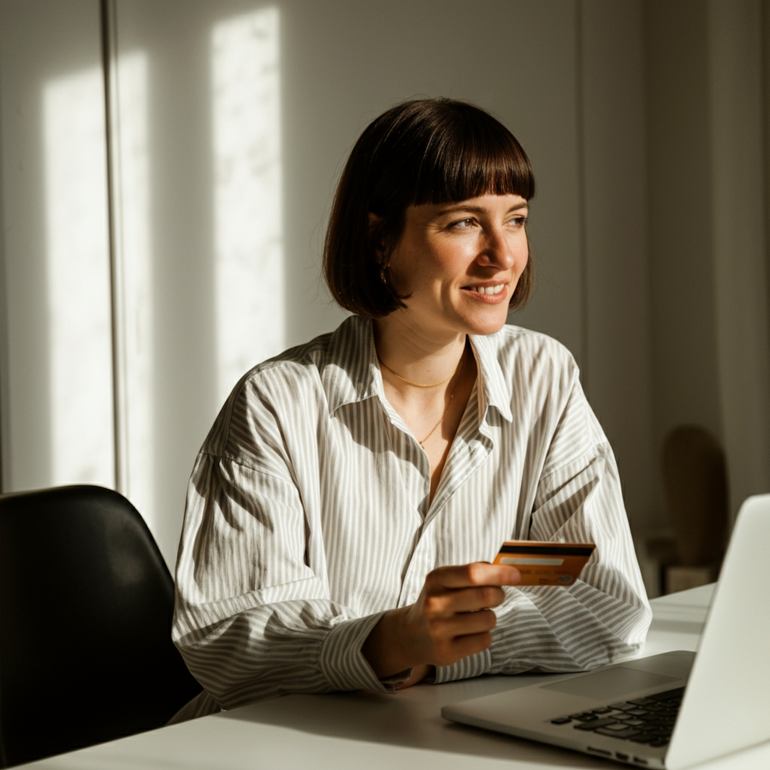A person carefully reviews information on a laptop, symbolizing vigilance against common job scams in remote work.